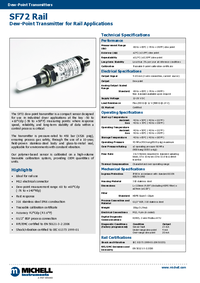 Thumbnail of document Data Sheet - SF72 Rail Moisture Transmitter